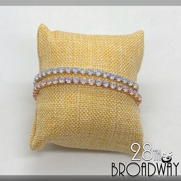 White & Rose Gold Diamond Tennis Bracelets - Picture 5 of 8